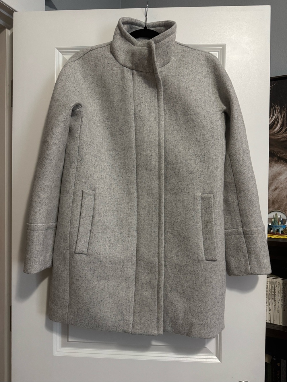 J. Crew Light Gray Wool-Blend Stand Collar Pea Coat - Picture 1 of 5